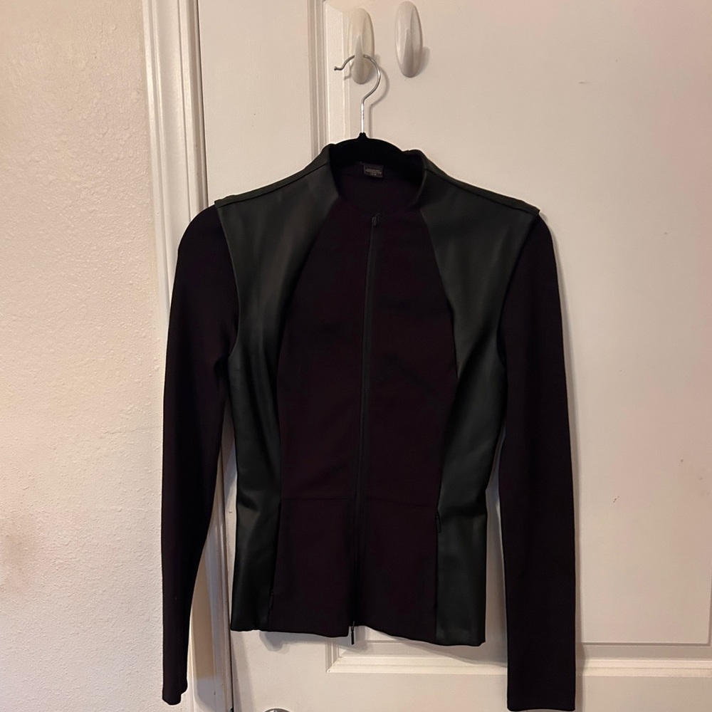 Armani Exchange Black faux leather moto style jacket